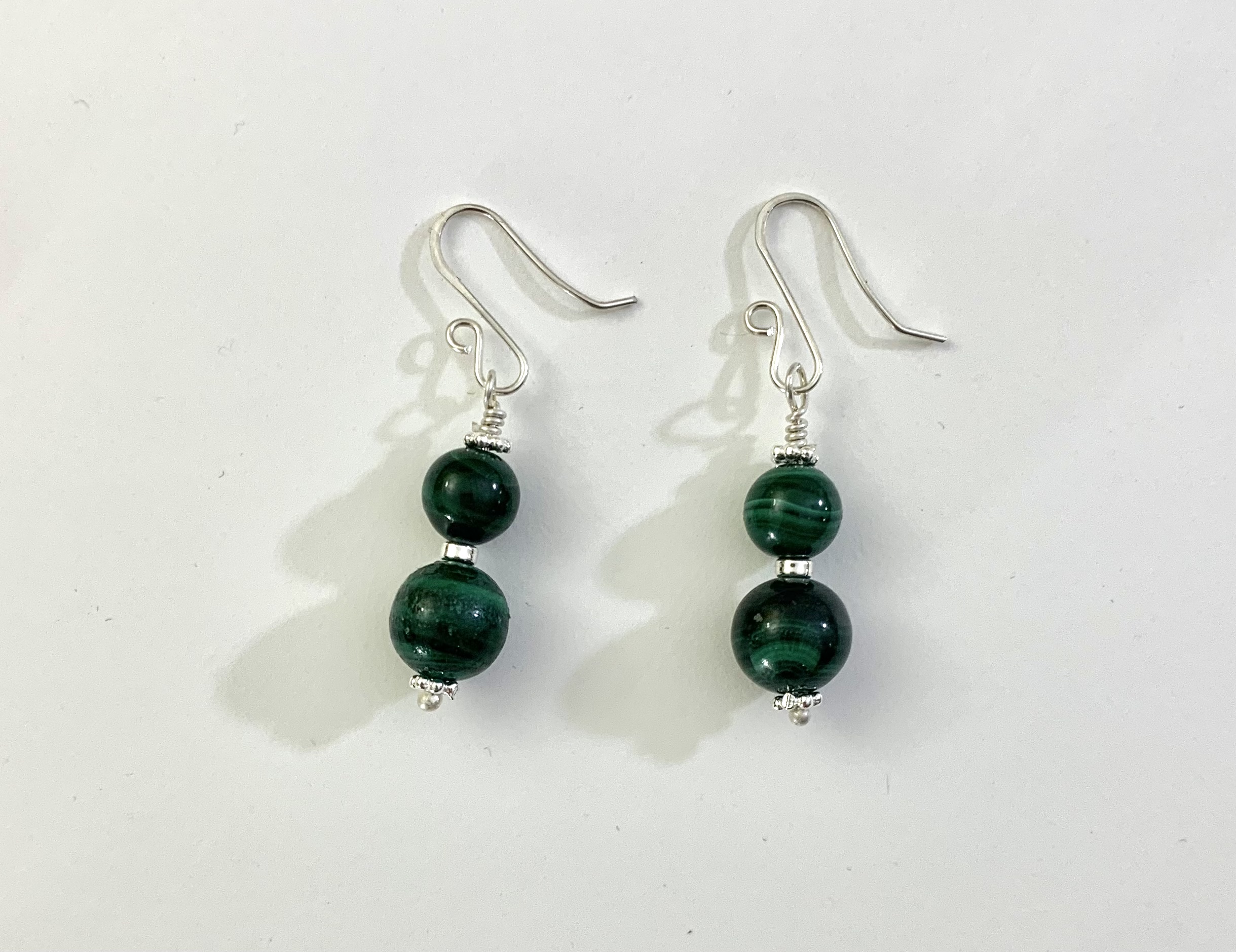 Malachite and Argentium Silver earrings