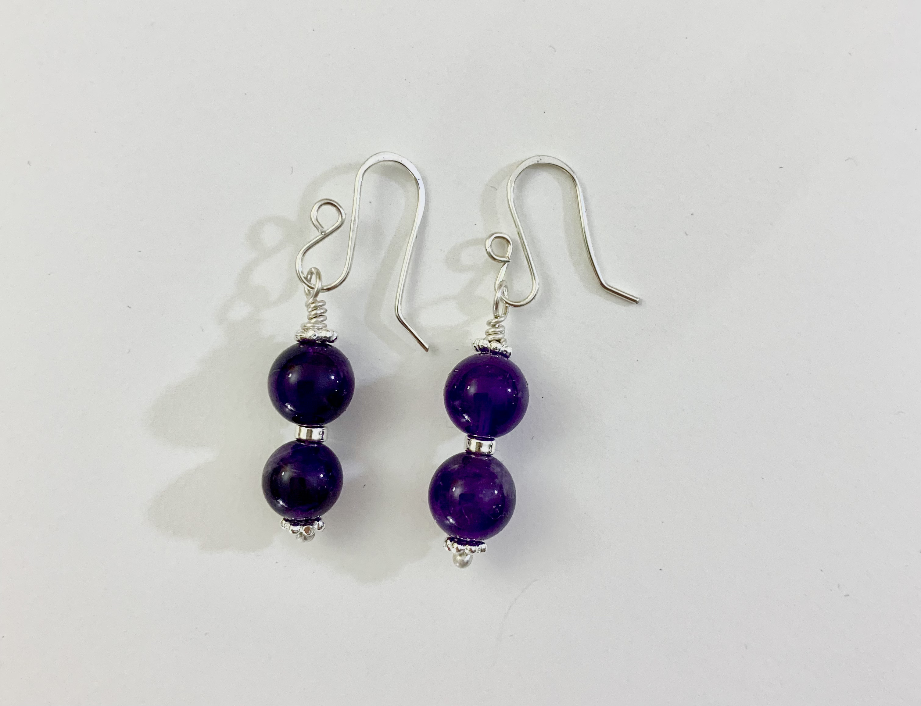 Amethyst and Argentium Silver Earrings