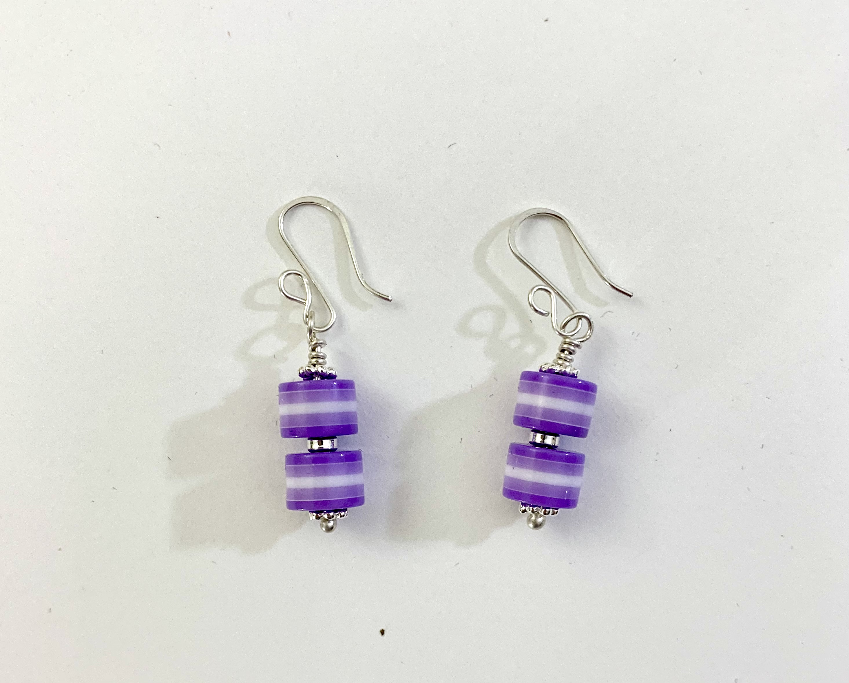 Lavender-striped Earrings