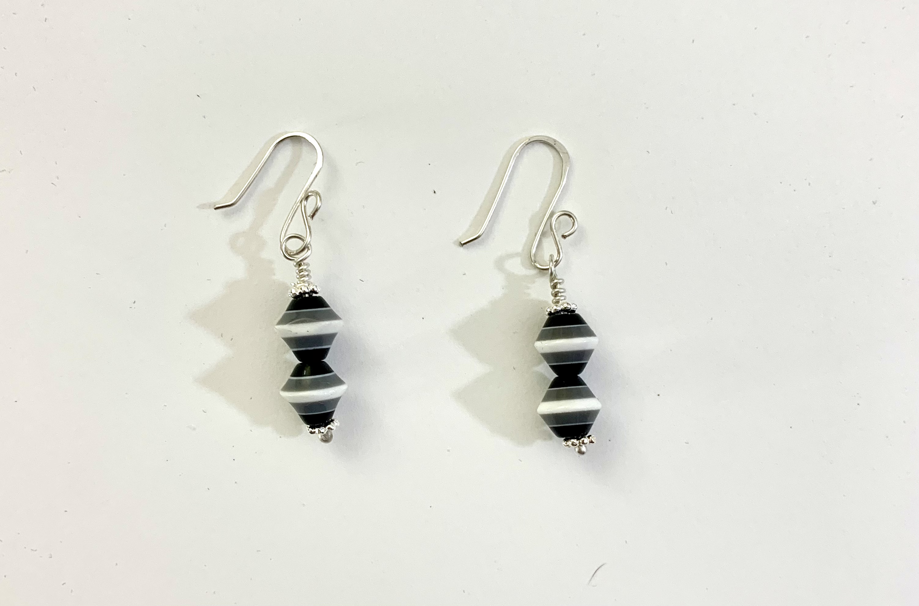 Black and White Striped Earrings