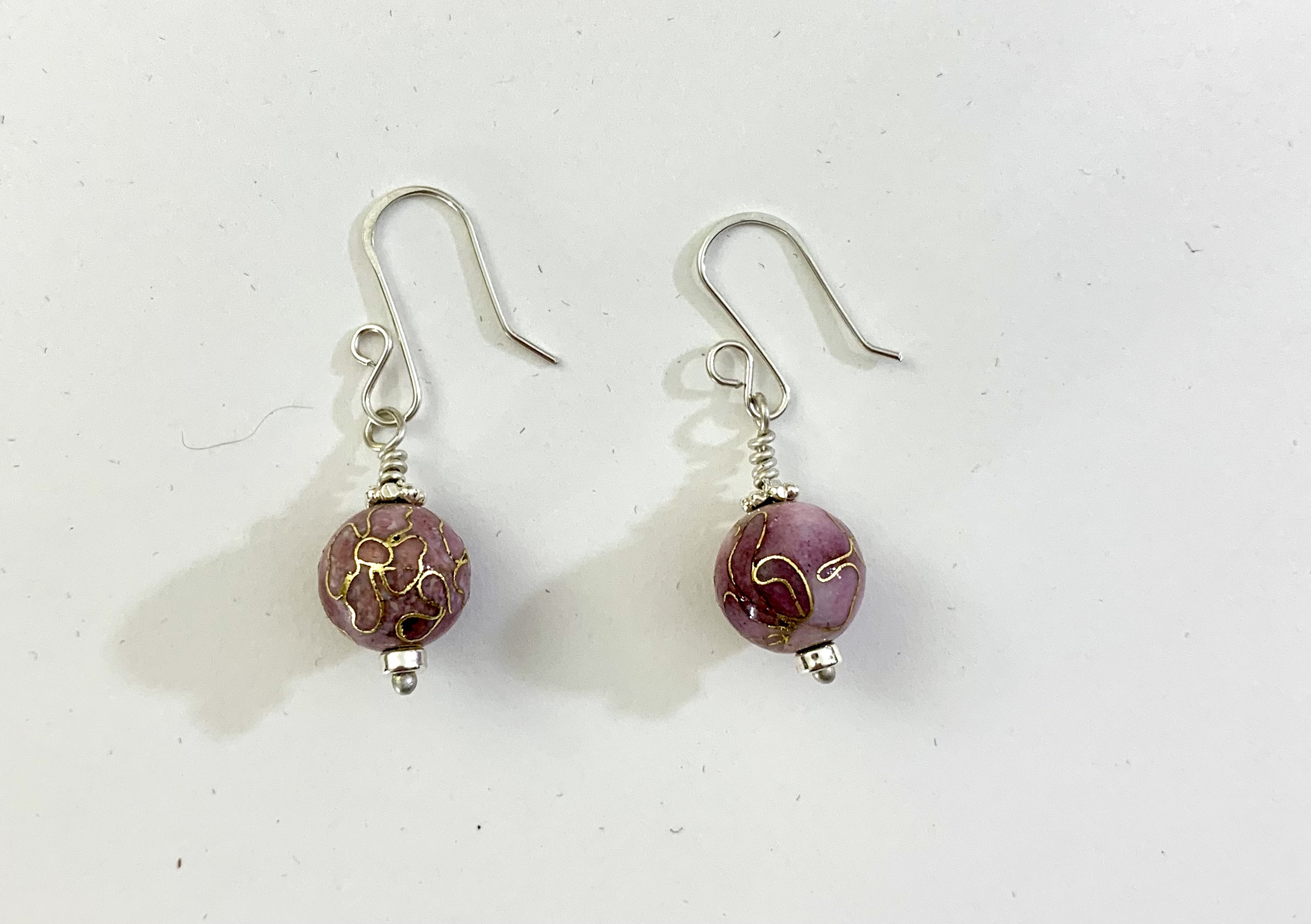 Pink cloisonné earrings