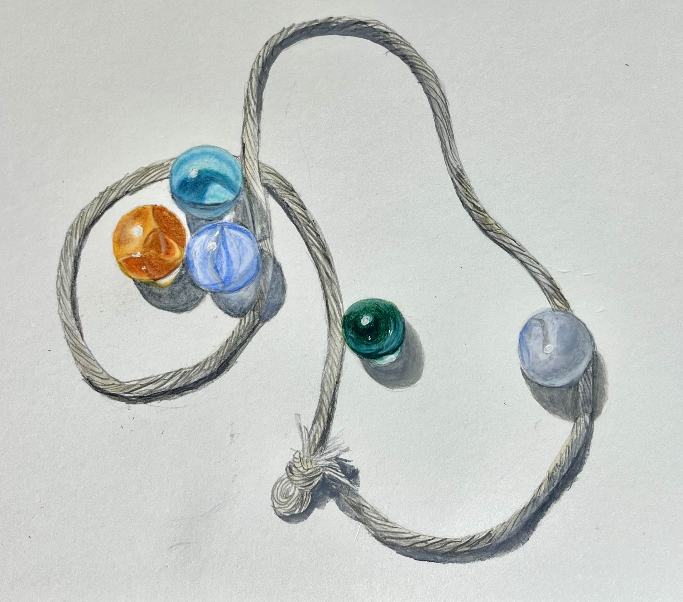 String and marbles, study in realism